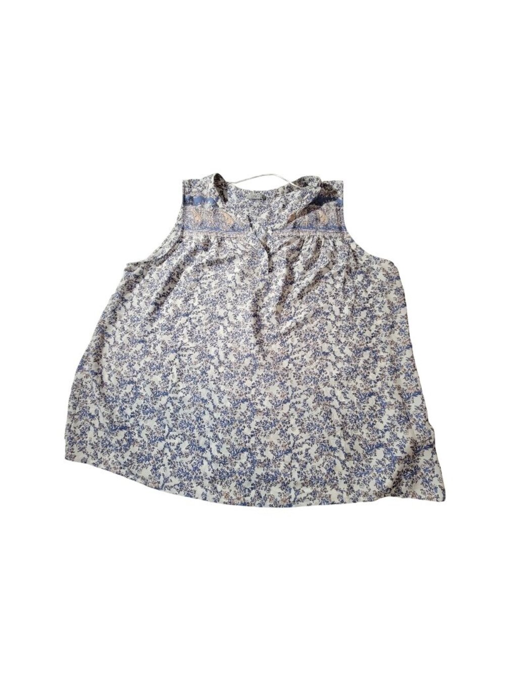 DaliaWomens Blue & White Floral Print Polyester Blouse Lightweight Breathable 3X